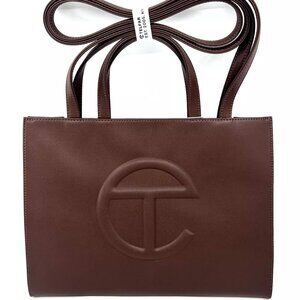 Telfar Medium Shopping Tote Bag Handbag Vegan Leather Chocolate Brown w/ Dustbag